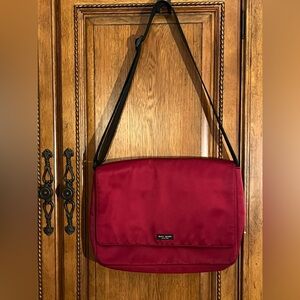 Kate Spade Red Satin Like Crossbody Laptop Bag